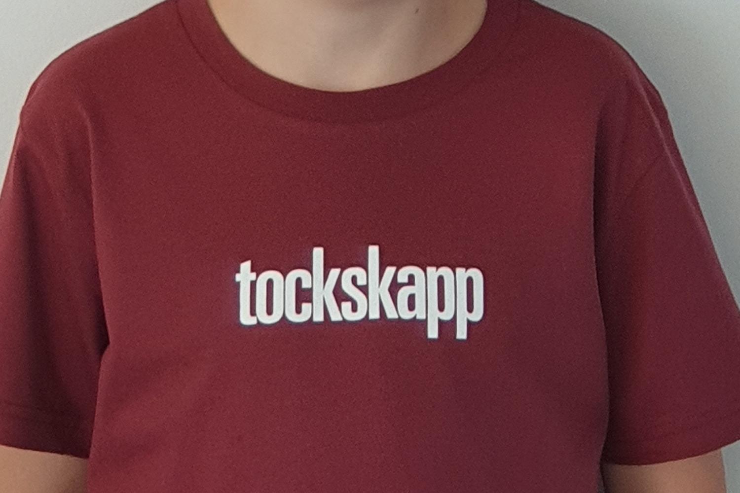 KIDS' T-Shirt 'tockskapp', Shirt colour "burgundy", Print white